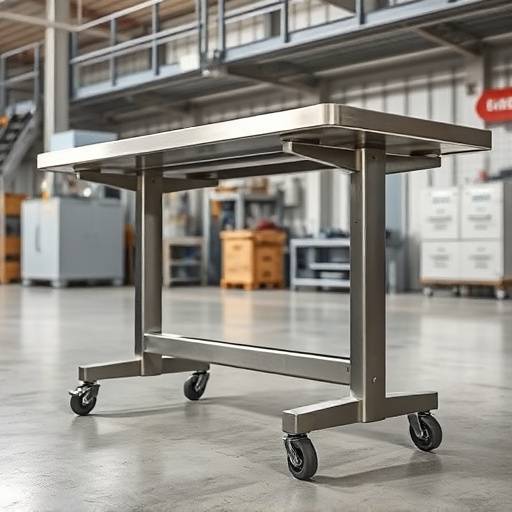 Rustfritt arbeidsbord med justerbare føtter